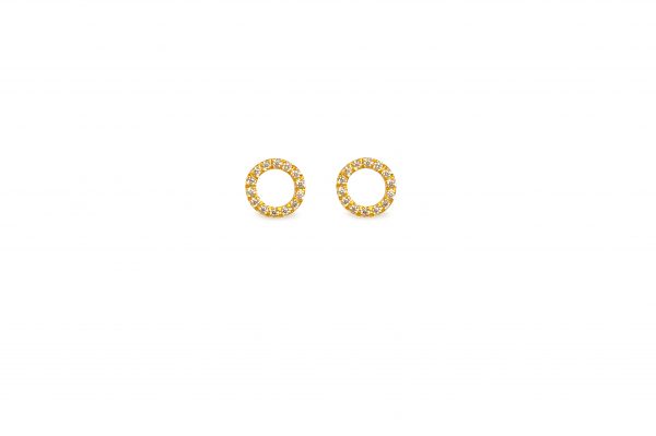 Roundabout - Elegant and very stylish, these 14k circular gold earrings with white zircons constitute a jewel you'll never get bored wearing as it will remain an all-time-classic in your collection.

Material: 14k gold with white zircons