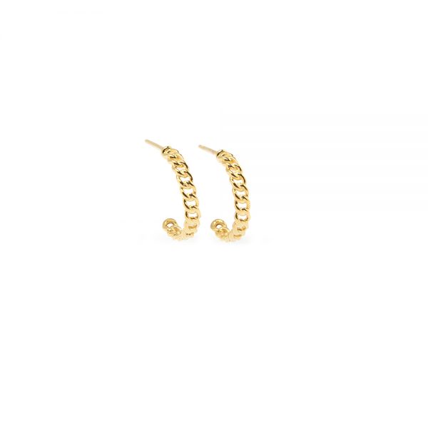 Rock n Roll Earrings - Χρυσά 14Κ σκουλαρίκια σε ημικύκλιο σχήμα πλεκτής αλυσίδας. Εντυπωσιακά και μοντέρνα θα δώσουν ένα δυναμικό αέρα στην εμφάνισή σου!