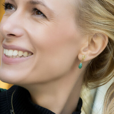Emerald Gold Earrings - 