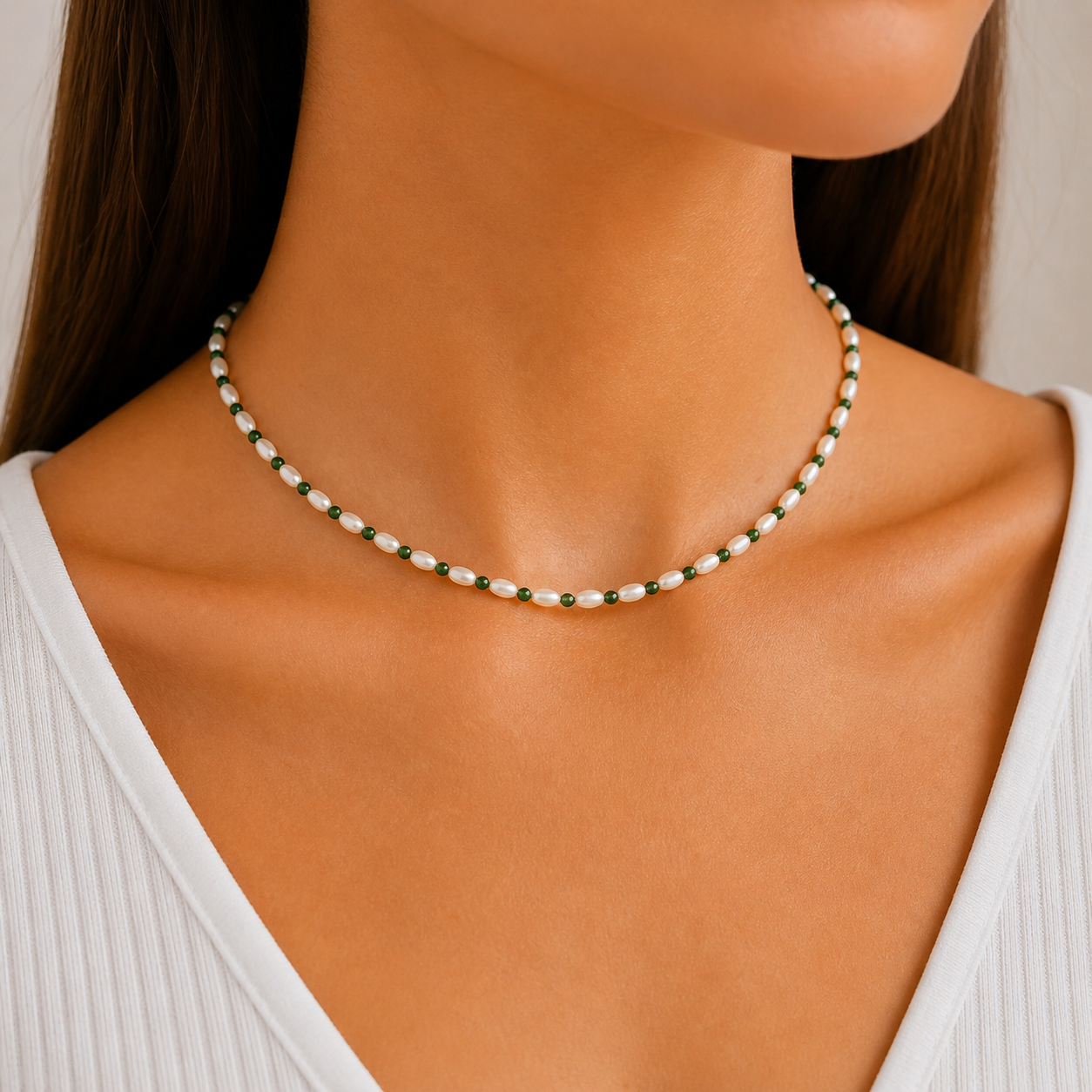Verdant Pearl Strand Necklace - 
