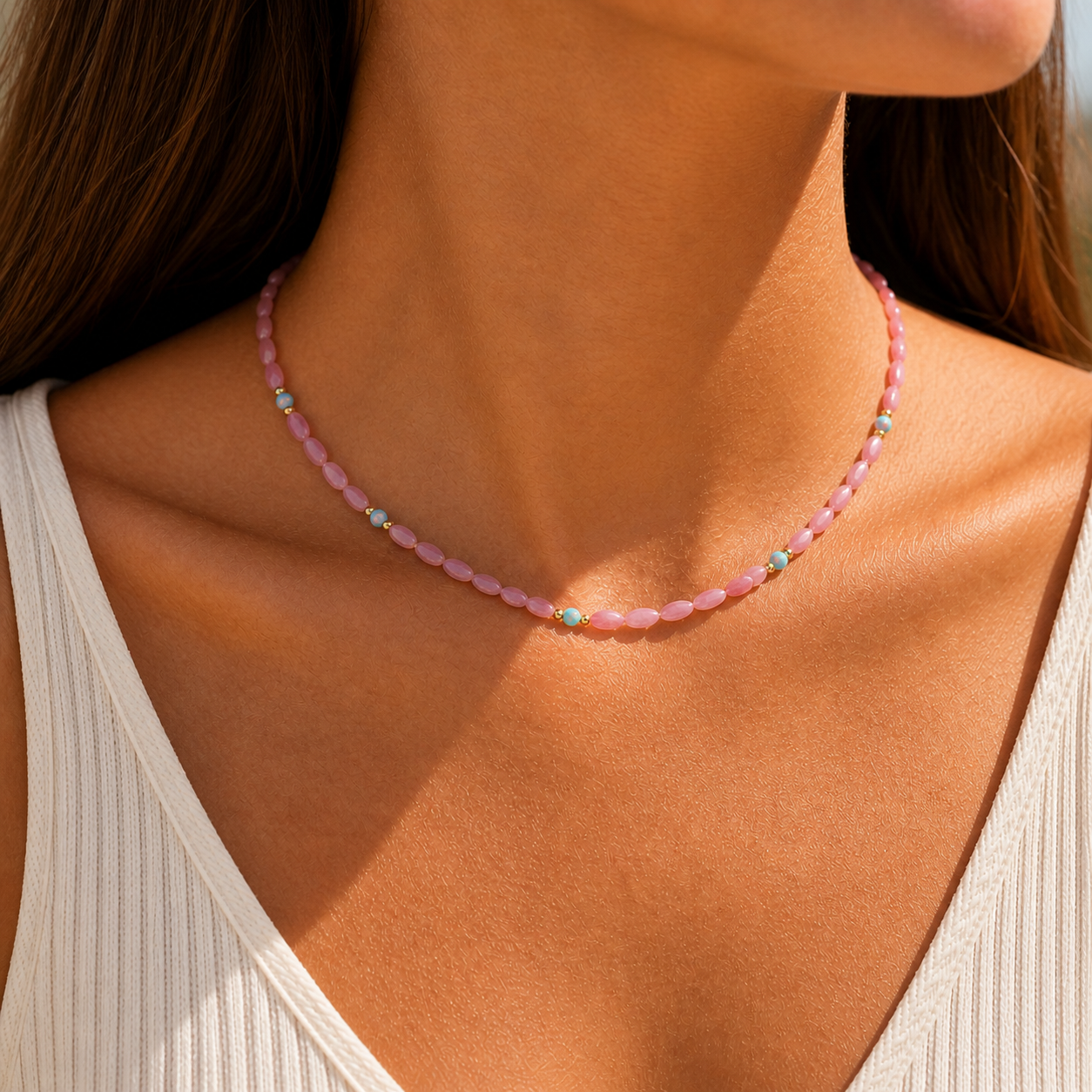 Rose Jade Necklace - 