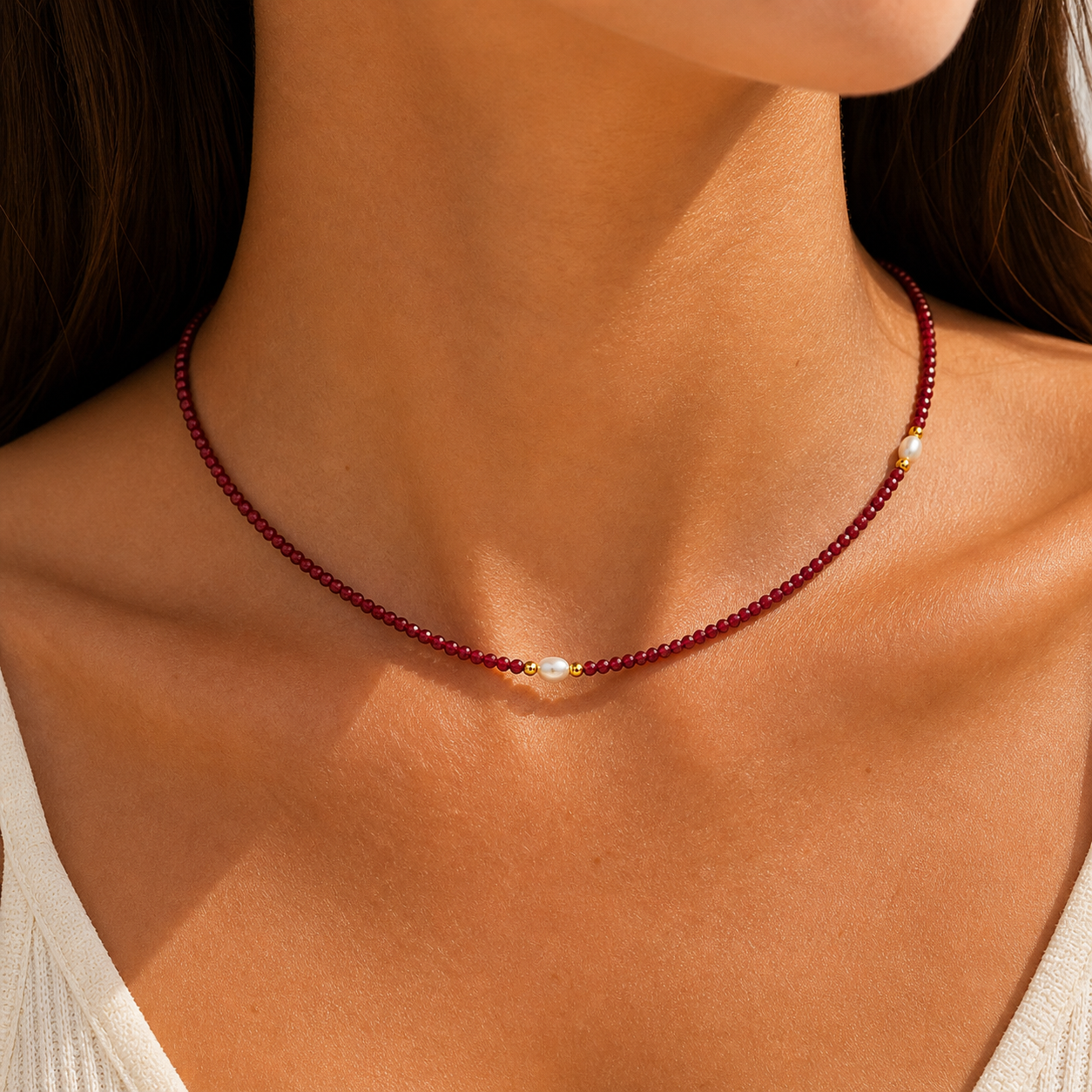 Ruby Line Necklace - 